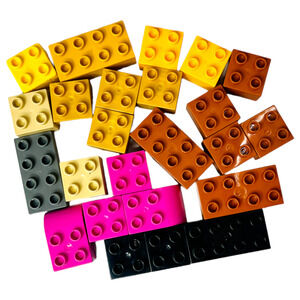 Duplo Blocks Lot of 24 Bricks Bulk Pieces Different Sizes Replacement Pink Gold